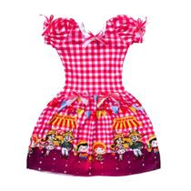 Vestido fantasia para quadrilha de menina colorido estampado tecido leve e fresquinho Vestido fantasia para quadrilha de menina colorido estampado tecido leve e fresquinho