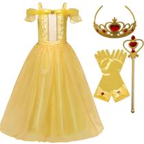 Vestido Fantasia Princesa A Bela E A Fera Coroa Varinha Luvas