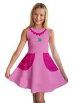 Vestido Fantasia Princesa Peach Super Mário infantil