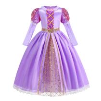 Vestido Fantasia Princesa Rapunzel Brilhante Enrolados F