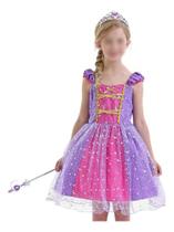 Vestido Fantasia Princesa Rapunzel Coroa Festa Aniversário