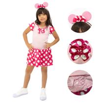 Vestido Fantasia Temática Minnie Rosa Cosplay Carnaval