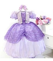 Vestido Fantasia Temático Princesinha Sofia Luxo P M G Gg Vestido Fantasia Temático Princesinha Sofia Luxo P M G Gg