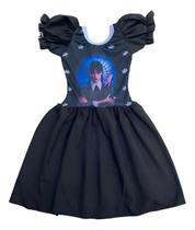 Vestido Fantasia Vandinha Preto Liso Look Infantil