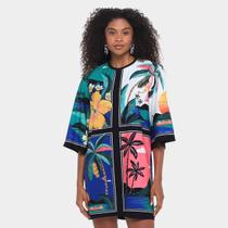 Vestido Farm T-Shirt Big Oasis Lenco