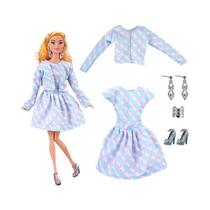 Vestido Fashion Para Boneca Barbie, Conjunto De Inverno Com Saia, Suéter, Chapéu E Acessórios Para