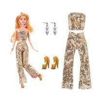 Vestido Fashion Para Boneca Barbie, Conjunto De Inverno Com Saia, Suéter, Chapéu E Acessórios Para Vestido Fashion Para Boneca Barbie, Conjunto De Inverno Com Saia, Suéter, Chapéu E Acessórios Para