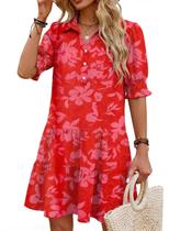 Vestido FEKOAFE de verão 2026 com decote em V, pregas e bolsos