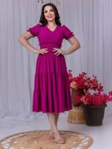 Vestido Feminino Acinturado Mangas Curta Princesa Tecido Malha Lese Forrado Moda Evangélica Vestido Madrinha Casamento V Vestido Feminino Acinturado Mangas Curta Princesa Tecido Malha Lese Forrado Moda Evangélica Vestido Madrinha Casamento V