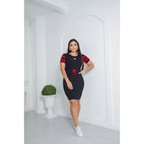 Vestido Feminino Adulto De Malha Midi Com Bolso Manga Curta Básico Casual Vestido Feminino Adulto De Malha Midi Com Bolso Manga Curta Básico Casual