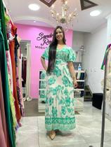 Vestido feminino adulto longo floral de viscose verde Vestido feminino adulto longo floral de viscose verde