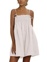Vestido feminino AIHUKOCY sem mangas, decote quadrado, sem encosto, mini