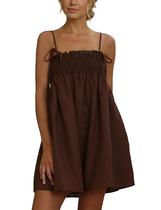 Vestido feminino AIHUKOCY sem mangas, decote quadrado, sem encosto, mini