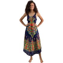 Vestido Feminino Alça Trapézio Plus Size Boho Estampado 188