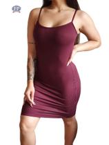 Vestido Feminino Alcinha Colado Midi Canelado