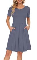 Vestido feminino AUSELILY de manga curta de verão na altura do joelho