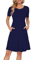 Vestido feminino AUSELILY de manga curta de verão na altura do joelho