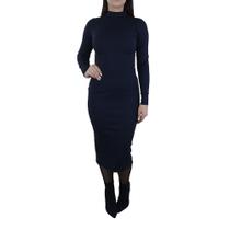 Vestido Feminino Autenticada Midi Canelado Preto - 7712