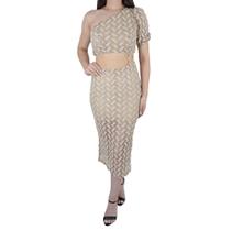 Vestido Feminino Autenticada Renda Crochet Bege Camel - 7824