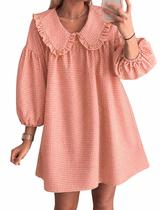 Vestido feminino Babydoll xadrez Ynhonra 2025, mini folgado