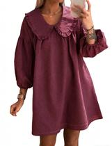 Vestido feminino Babydoll Xadrez Ynhonra 2025 Mini Fuchsia-S