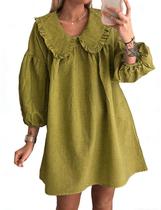 Vestido feminino Babydoll xadrez Ynhonra 2025 Mini Mustard-XS