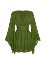 Vestido feminino BEAUDRM plus size boho de malha ocidental verde Vestido feminino BEAUDRM plus size boho de malha ocidental verde