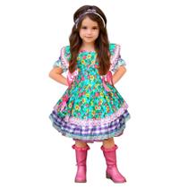 Vestido Feminino Bebê Festa Junina Sereia Com Bolsinha e Tiara - Fantasias Carol CM