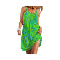 Vestido Feminino Boêmio Tie Dye Verão Slip Vestido Casual Praia Sem Mangas Saia Respirável