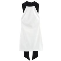 Vestido Feminino Branco Halter Sem Mangas Costas Nuas Sexy Patchwork Curto De Verão Para Aniversário