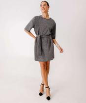 Vestido Feminino Brilho Lurex Manga 3/4 Marisa-61058