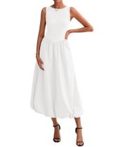 Vestido feminino BTFBM 2025, casual, sem mangas, midi