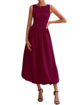 Vestido feminino BTFBM 2025, casual, sem mangas, midi Vestido feminino BTFBM 2025, casual, sem mangas, midi