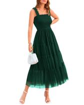 Vestido feminino BTFBM 2025, sem mangas, gola quadrada, tule