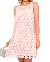Vestido feminino BTFBM Hollow Out Circle bordado rosa XXL Vestido feminino BTFBM Hollow Out Circle bordado rosa XXL