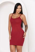 Vestido Feminino Canelado Alcinha Liso Verão Versátil Sem Bojo