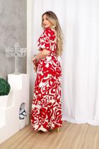 Vestido Feminino Chamise Evangélico Viscose Estampado Longo com manga Flare e botão Vestido Feminino Chamise Evangélico Viscose Estampado Longo com manga Flare e botão