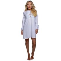 Vestido Feminino Chemise Decote Trançado Camisão Manga Longa