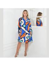 Vestido feminino chemise manga longa com botões Vestido feminino chemise manga longa com botões