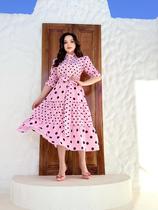 Vestido Feminino Chemise Poá Maxi Midi Terra Prometida