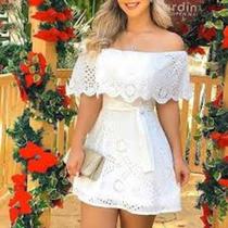 Vestido feminino ciganinha curto de tuli cor branca tam 38 ao 44