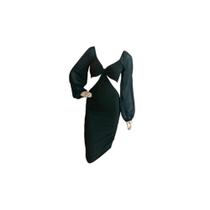Vestido Feminino Cintura Aberta Tule Nas Mangas