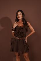 Vestido Feminino com Alça Fina e Babados - Boho Chic Vestido Feminino com Alça Fina e Babados - Boho Chic