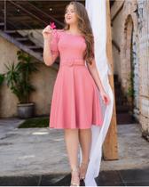 Vestido Feminino Com Cinto Midi Rodado Evangélico Social Godê Prinçesa