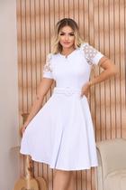 Vestido Feminino Com Cinto Midi Rodado Evangélico Social Godê Prinçesa