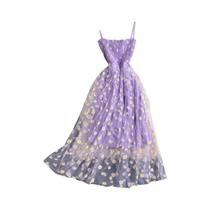 Vestido Feminino Com Estampa Floral E Alças Finas Em Tule, Estilo Coreano Para Festas E Praia Vestido Feminino Com Estampa Floral E Alças Finas Em Tule, Estilo Coreano Para Festas E Praia