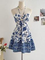 Vestido Feminino Com Estampa Floral E Decote Halter, Estilo Sexy E Fashion Para Férias, Fácil De Vestido Feminino Com Estampa Floral E Decote Halter, Estilo Sexy E Fashion Para Férias, Fácil De