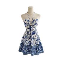 Vestido Feminino Com Estampa Floral E Decote Halter, Estilo Sexy E Fashion Para Férias, Fácil De Vestido Feminino Com Estampa Floral E Decote Halter, Estilo Sexy E Fashion Para Férias, Fácil De