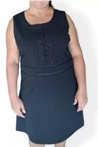 Vestido Feminino Crepe E Detalhes Em Guipir Renda Plus Size