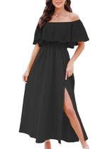 Vestido feminino CUPSHE A Line Off Shoulder Ruffle Maxi Beach